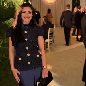 Self-Portrait Navy Boucle Maxi Dress